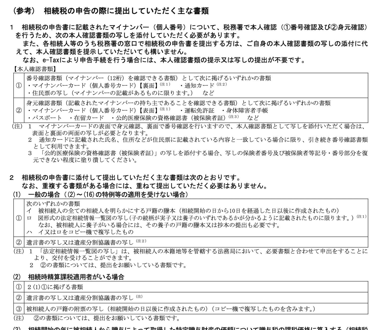 相続税の申告の際に提出していただく主な書類